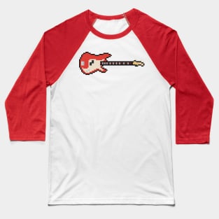 Pixel Vintage Red Bass Guitar Baseball T-Shirt